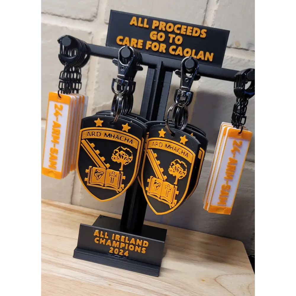 Armagh GAA Keyrings on stand