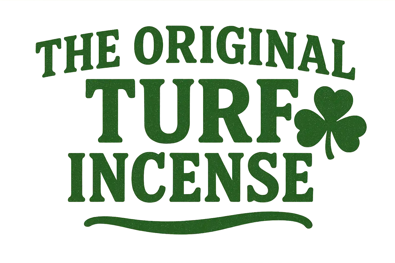 Green ’The Original Turf Incense’ logo with a shamrock.